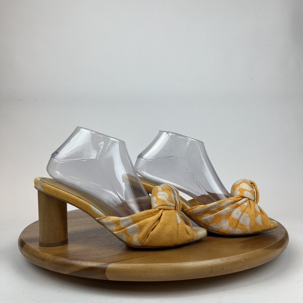 Womens Shekudo Billy Button Yellow Spotted Knot Heeled Slide Sandals Size 40 GUC